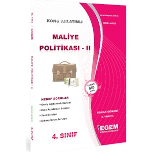 Egem Eğitim Yayınları Maliye Politikası - Iı Konu Anlatımlı Soru Bankası - Bahar Dönemi (8. Yarıyıl)