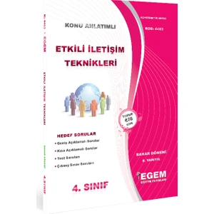 Egem Eğitim Yayınları Etkili iletişim Teknikleri Konu Anlatımlı Soru Bankası - Bahar Dönemi (8. Yarıyıl)