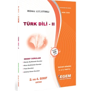 Egem Eğitim Yayınları Türk Dili - Iı Konu Anlatımlı Soru Bankası Bahar Dönemi 4. Yarıyıl
