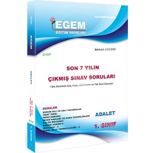 Egem Eğitim Yayınları AÖF 1. Sınıf Adalet Çıkmış Sınav Soruları Bahar Dönemi  (2012 - 2018)