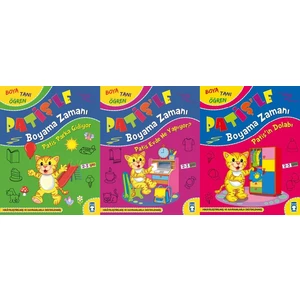 Boya Tanı Öğren Patiş'le Boyama Zamanı 3 Kitap Set 2-3 Yaş (Patiş Parka Gidiyor, Patiş Evde Ne Yapıyor, Patiş'in Dolabı)