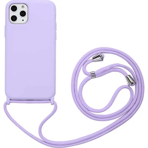 Kzy Apple iPhone 11 Pro Max  Kapak İpli Askılı İçi Süet Lansman Kılıf - Lila