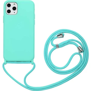 Kzy Apple iPhone 11 Pro Max  Kapak İpli Askılı İçi Süet Lansman Kılıf - Turkuaz