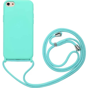 Kzy Apple iPhone  Se 2020 Kapak İpli Askılı İçi Süet Lansman Kılıf - Turkuaz