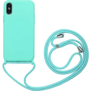 Kzy Apple iPhone x Kapak İpli Askılı İçi Süet Lansman Kılıf - Turkuaz