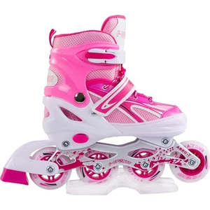 Furkan Toys F-Sports  Pembe Ayarlabilir 2+2 Işıklı Metal Alıştırma Pateni Çanta