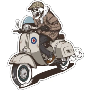 Sticker Atölyesi Vespa Kurukafa Sticker - 13003