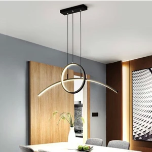 Modern LED Dekoratif Sarkıt Avize Siyah 3000K Günışığı Sarı Işık 120CM