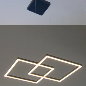 Modern LED Dekoratif Kare Iç Içe Sarkıt Avize 45*45CM Siyah 3000K Günışığı Sarı Işık