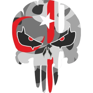 Sticker Atölyesi Kamuflaj Asker Punisher Ay Yıldız Türk Bayrak Kurukafa Sticker - 13073