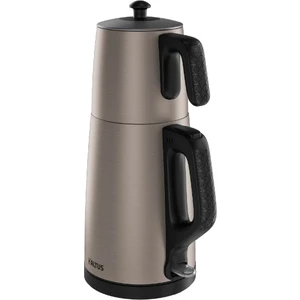 AL-795 Çay Makinesi 1,2 l Demlik 1,7 l Su Isıtıcı Paslanmaz Çelik Krem Renk Sıcak Tutma Özellikli