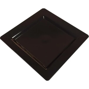 Plastik Kare Tabak Siyah 22 cm - 10'lu