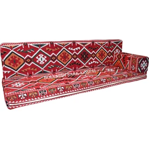 Bolvadin Şark Köşesi MTK414-401 Şark Köşesi Kırmızı Halı Ds. Üçlü Minder Takımı 180LİK