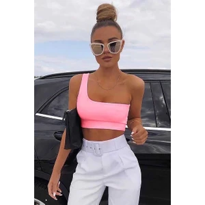 Mad Girls Tek Omuz Pembe Askılı Body MG325