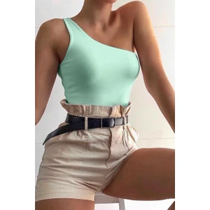 Mad Girls Tek Omuz Yeşil Askılı Body MG325