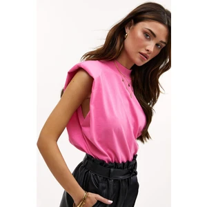 Mad Girls Pembe Vatkalı Tişört MG900