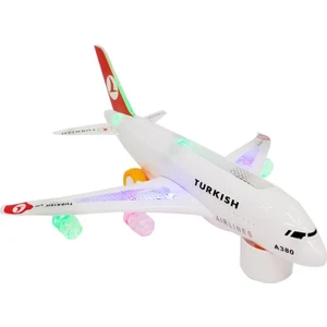 Toru Toys Torutoys  A380 Pilli Çarpıp Dönen Thy Yazılı Işıklı Sesli Uçak