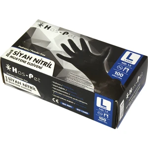Has-Pet Nitril Pudrasız Eldiven Siyah 100'lü - L