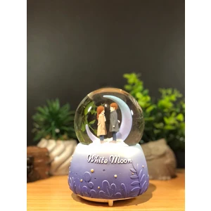 Çiko Toys Hilal Ay Yanında Buluşan Romantik Çiftler Püskürtmeli Müzikli ve Işıklı Büyük Boy Kar Küresi