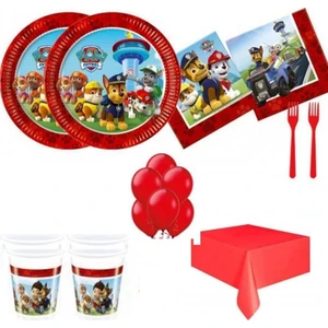 Hayaller Dükkanı Paw Patrol Doğum Günü Süsleri Masa Seti Parti Seti Ekonomik Set 8 Kişilik 16 Kişilik Tabak Bardak Peçete Çatal