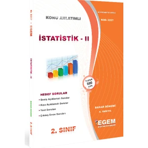 Egem Eğitim Yayınları Istatistik-II Konu Anlatımlı Soru Bankası Bahar Dönemi (4. Yarıyıl)