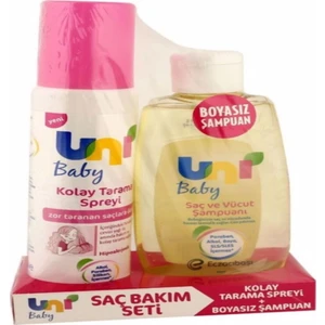 Uni Baby Kolay Tarama Spreyi + Saç ve Vücut Şampuanı 200 ml 123 Pembe Unı Baby