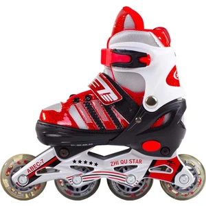 Furkan Toys F-Sports Kırmızı Ayarlanabilir Işıklı Paten Kask ,kuka, Dizlik ve Dirseklik Seti