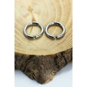 Sıkıştırmalı 316L Çelik Unisex Halka Küpe Gümüş Renk