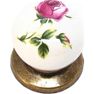 Porselen Kulp Pembe Desenli Tek Vidalı Çap 30 mm (3cm)