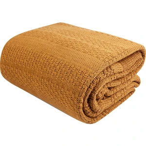 Karaca Home Charm Bold Hardal Çift Kişilik Örgü Battaniye