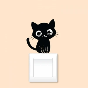 Gülen Kedi Priz Sticker 21X29 Cm, Elektrik Düğmesi Sticker