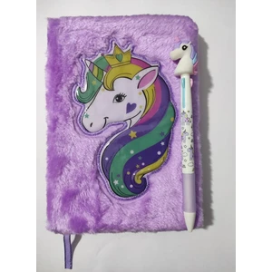 Peluş Unicorn Günlük ve Kalem Seti Mor