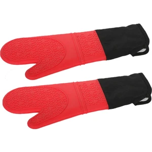 Ikili Kırmızı Silikon Mutfak Eldiveni - Yanmaz Eldiven 41.5 cm