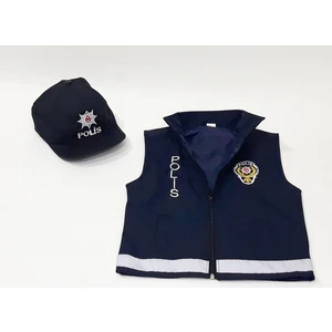 Unisex Çocuk Polis Şapka ve Yeleği Kostümü Üniforması