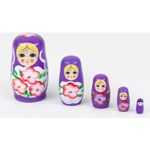 Dünyadan Hediyeler Ahşap Matruşka Bebek 5 Li Set Mor