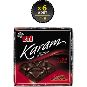 Karam %54 Kakaolu Bitter Çikolata 60 g x 6 Adet