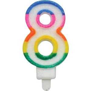 Organizasyon Pazarı Renkli 8 Rakam Mum Doğum Günü Mumu Pasta Mumu 8x3,5 cm