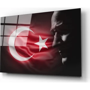 Ataturk Silüet 2 Cam Tablo