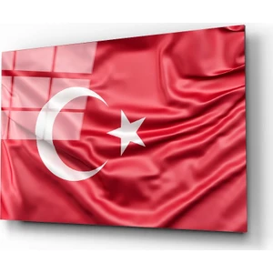 Türk Bayrağı Kırmızı Cam Tablo