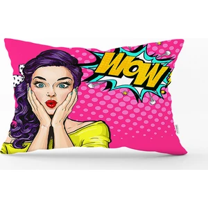 Pop Art Resimli Dijital Baskılı Dekoratif Dikdörtgen Yastık Kılıfı