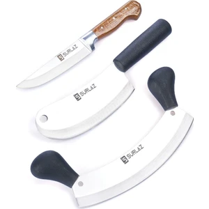 Elit Kebap Seti Satır Zırh Bıçak Kokoreç Satırı Soğan Bıçağı Mutfak Bıçak 3'lü Set