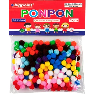 Ponpon 1 Cm 10 Renk 200'Lü