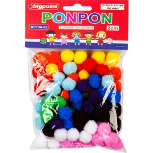 Ponpon 2 Cm 10 Renk 100'Lü
