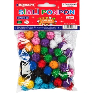 Ponpon Simli 2 Cm 10 Renk 100'Lü