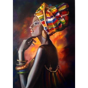 Marcel Sanat Afrika Güzeli Elmas Mozaik Tablo  41 x 56 cm