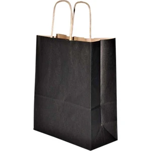 Ambalaj Pazarı Burgu Saplı Siyah Kağıt Çanta 25X12X31 cm - 25'li