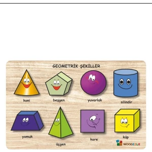 Geometrik Ahşap Bul Tak Puzzle Eğitici