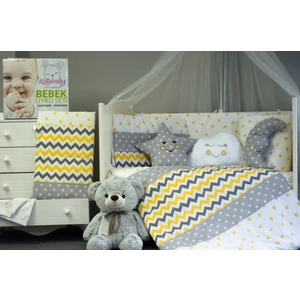 Kista Baby Bebek Uyku Seti Nevresim Takımı 70x130 Zig Zag Sarı