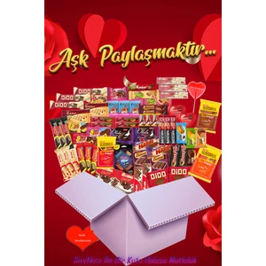 Aşk Paylaşmaktır 66 Parça Ekstra Boy Atıştırmalık Paketi. Soyakca Seni Seviyorum Yazılı Şeker