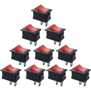 Emay Center 10 Adet - On-Off Anahtar Kırmızı, KCD1-101, Mini Aç Kapa Anahtar